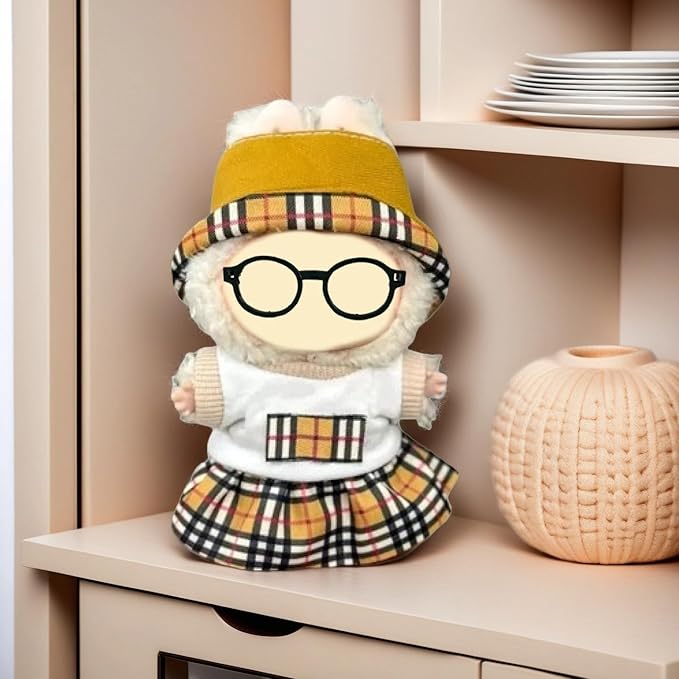 2 Sets Cute Doll Clothes for labubu,17cm Dolls Outfit Accessories,for la-bubu Dolls/for la-bubu Outfit, Black Set and Yellow Set It's a Gift for labubu Enthusiasts and Collectors (No Doll)