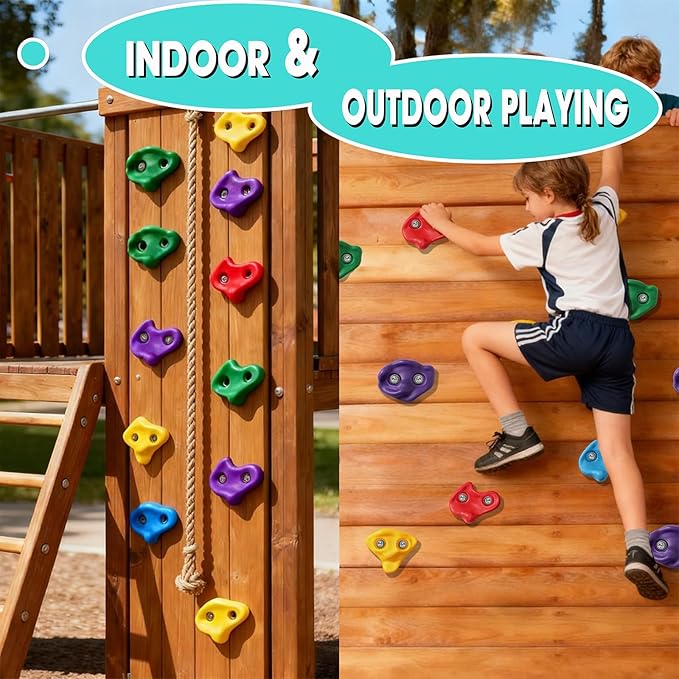 20 PCS Large Rock Climbing Holds for Kids, Large Climbing Holds Adult Rock Wall Holds Climbing Rock Wall Grips for Indoor and Outdoor Playground Play Set with Hardware