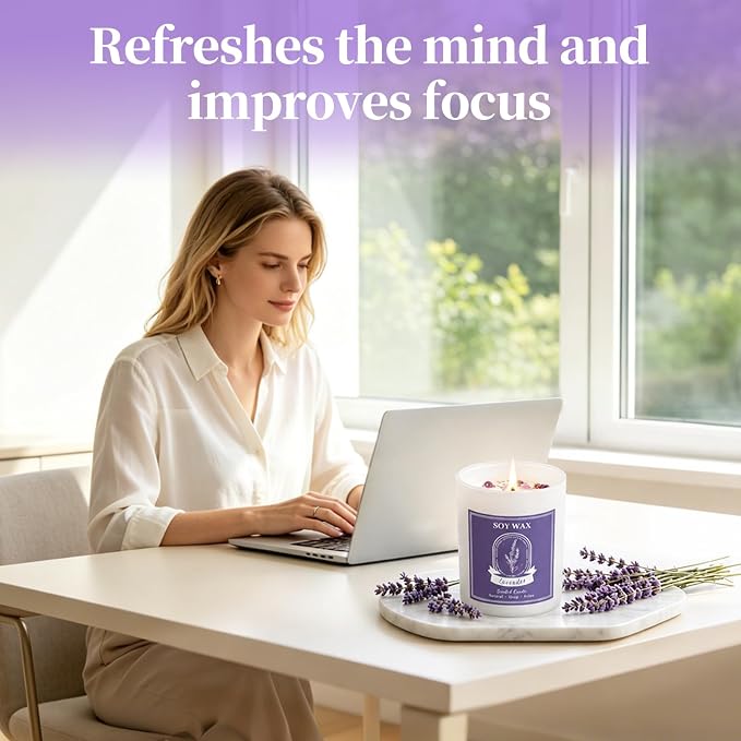 Lavender Scented Candle, Candles for Home Scented, 5.2 oz Soy Candles for Aromatherapy, Natural Hand-Poured, Relaxing Lavender Scent, Gift for Women Mom
