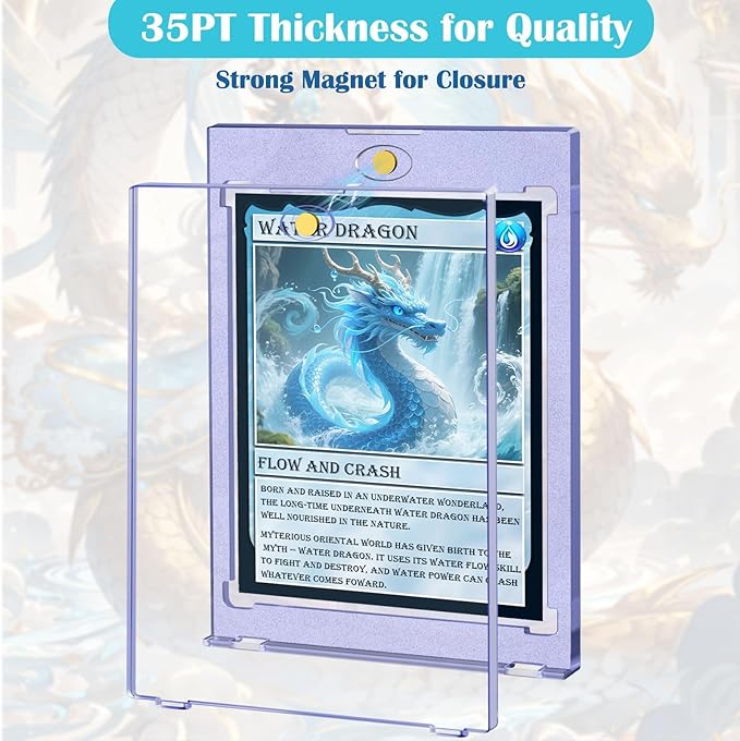 12 Pack Magnetic Card Holders for Trading Cards, 35pt Acrylic Baseball Card Holders Display Case Fit for Sports Cards, Standard Cards, Hard Plastic Card Protectors with 12 Card Stands