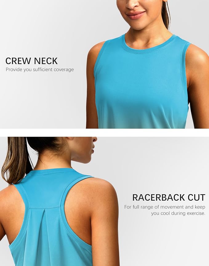 Women's Workout Tops Racerback Athletic Tank Tops Sleeveless Loose Fit Yoga Running Gym Shirts for Women
