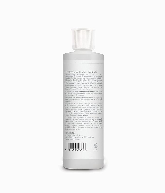 Biotone Revitalizing Unscented Massage Oil, 8 Ounce