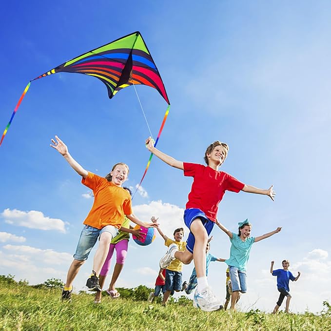 Mint's Colorful Life Delta Kite for Kids & Adults, Extremely Easy to Fly Kite for Beach Trip, Best Kites for Beginners, 300ft String Handle Included