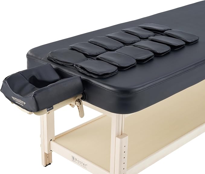 AirMaster-I 30" Professional Stationary Massage Bed | AirWave Compression & Full-Body Stretching | 3D Lumbar Traction Support | Spa & Home Wellness Table - Black/Natural
