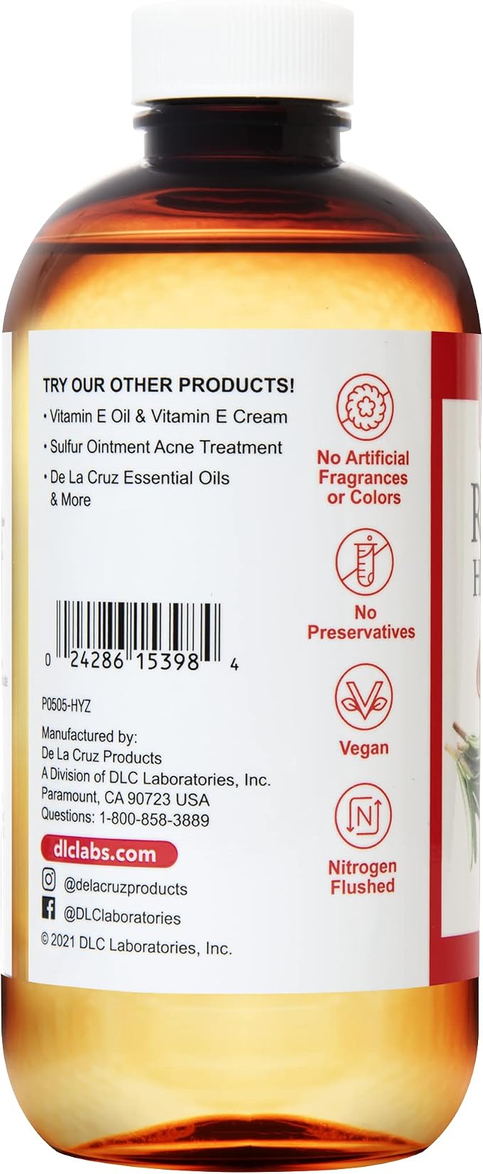 Rosemary Oil Blend Moisturizer with Castor, Avocado and Olive Oil - Topical Use Only 8 FL. OZ. (236 mL)