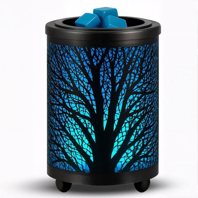 Leyoue Electric Wax Melt Warmer PTC Heating Plate with 7 Colors LED Changing Light Wax Warmer Fragrance Warmer for Home Office Gifts & Decor(Black Forest)