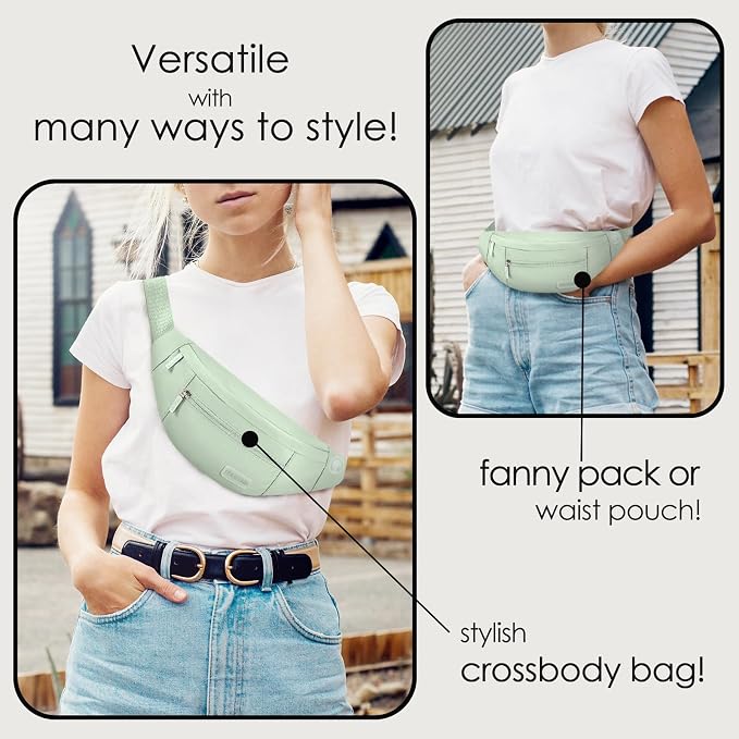 MAXTOP Large Crossbody Fanny Pack with 4-Zipper Pockets,Gifts for Enjoy Sports Festival Workout Traveling Running Casual Hands-Free Wallets Waist Pack Phone Bag Carrying All Phones