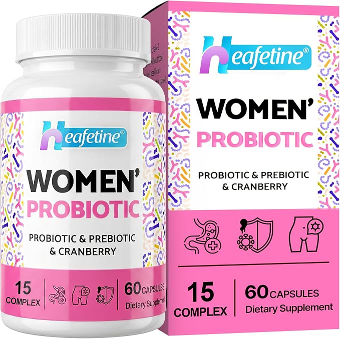 Vaginal Probiotics for Women, 300 Billion CFUs Probiotics for Women, 15-in-1 Womens Probiotic & Prebiotics, for Vaginal, Urinary Tract, PH Balance, Immune, Digestive & Gut, Bloating Health, 60 Caps