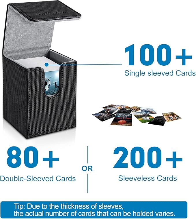 Mlikero 4 Pack Card Deck Box, Commander Deck Box Holds 400+ Single Sleeved Cards with 4 Dividers, Leather Magnetic Card Box Fit for MTG, TCG