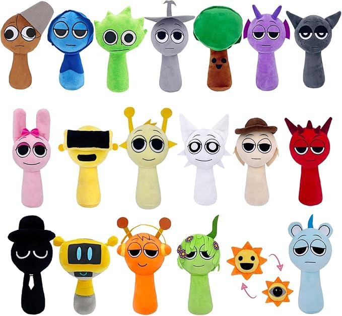 Sprunky Plush Toys Sprunky Wenda and Gray Plushies Sprunky Plushes Soft and Funs Stuffed Toys Dolls for Fans and Friends Birthday for Girls Boys (Multicolour-8PCS)