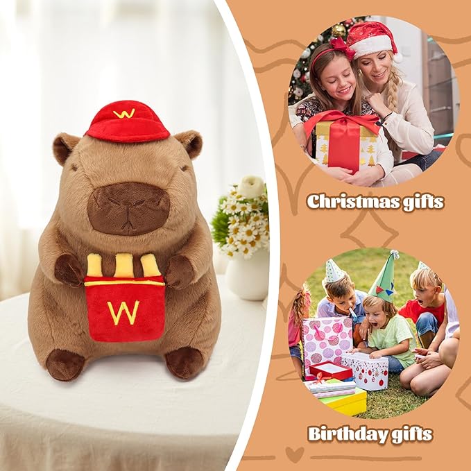 French Fries Capybara Plush 13.7inch, Cute French Fry Capybara Stuffed Animal Giant Capibara Plushies Pillow Toy Gifts for Boys Girls Kids