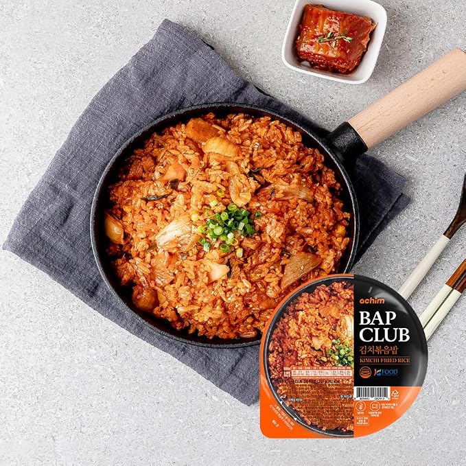 Kimchi Fried Rice Microwavable, Spicy Korean Food, Instant Rice Bowls, 12 Pack