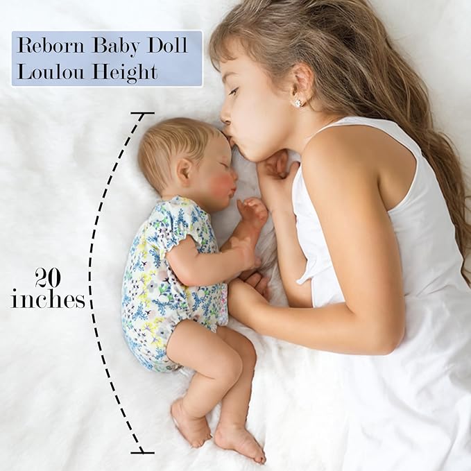 SCOM Silicone Reborn Baby Dolls - 20 inch Cute Realistic Baby Girl, Soft Full Silicone Body Newborn, Washable & Poseable, with Accessories for Boy Girl Ages 3+ Yrs, Birthday/Christmas