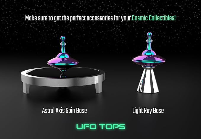 UFO Tops - Roswell - Metal Spinning Top - Inspired by The Documented 1947 UFO Sighting in Roswell, New Mexico (Color: Psychedelic Steel)
