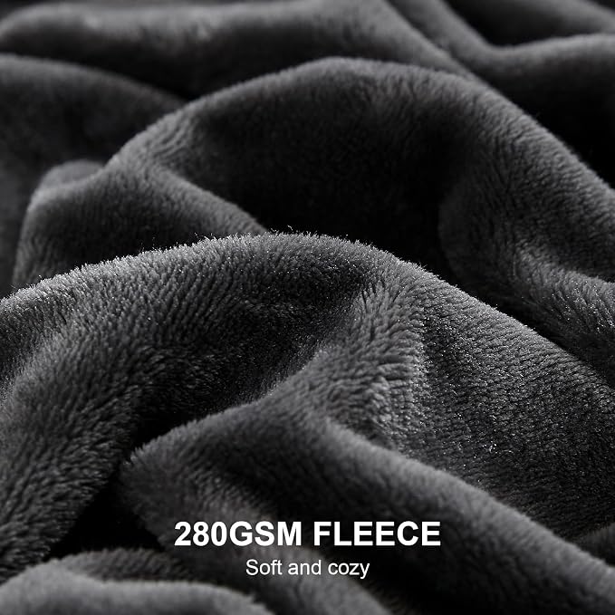 Hansleep Full Dark Grey Fleece Blanket, Soft Flannel Bed Blanket | Fuzzy Cozy Blanket 84x90 Inches, Multi-use for Bed, Sofa, Couch, Travel, Camping, All Season Warm Lightweight Cover