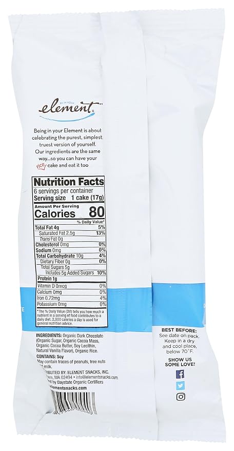Element Organic Dark Chocolate Rice Cake, 3.5 OZ
