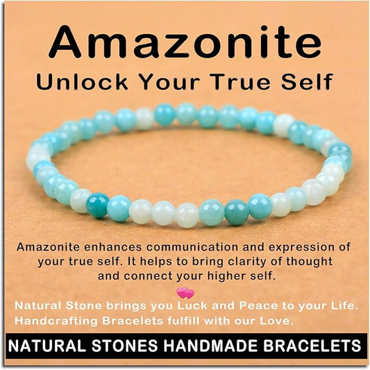 AD Beads Handmade Gemstone Stretch Elastic Bracelet Crystal Healing Reiki Nature's Beauty and Spiritual Essence Unisex