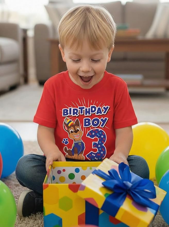 Paw Patrol Chase 3rd Birthday Boy Shirt - Toddler T-Shirt Gift Outfit for Party - Clothes for 3 Year Old Boys