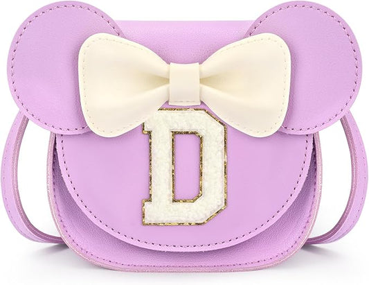 mibasies Toddler Purse Girl Gifts: Girls Birthday Gifts for 3-8 - Toys for Ages 2-4 Girls Mouse Ears Purse, Purple, Letter D