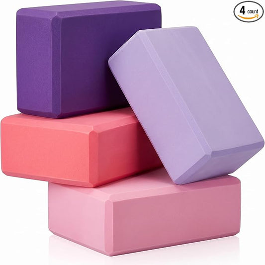 4 Pcs Foam EVA Yoga Blocks Different Color Soft Non Slip Supportive Yoga Bricks Lightweight Gymnastic Blocks Stretching Accessories for Women Pilates Meditation