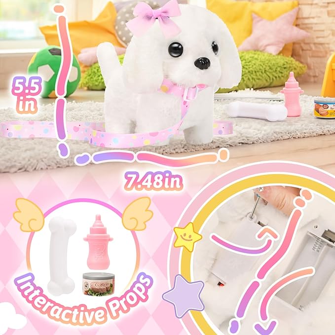 Tagitary Plush Toys Interactive Puppy Toy for Kids,Electronic Toy Dog That Walk and Bark,Tail Wagging, Fake Dog Toy with Leash,Perfect Easter Christmas Birthday Gift for Kids Toddlers