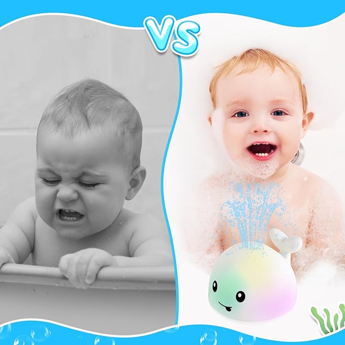 Baby Bath Toys, Toddler Bath Toys for Kids Ages 1-3, Valentines Day Gifts for Babies, 1 2 3 Year Boy Girl Gifts Baby Toy 6-12-18 Months Light Up Whale Bath Toy Sprinkler Bathtub Pool Water Toy