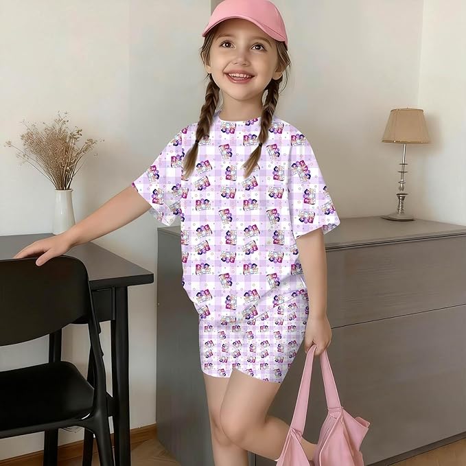 K-POP DEM0N Hunters Outfits for Girls, 2 Piece T-Shirts and Apparel Sets Birthday Gift
