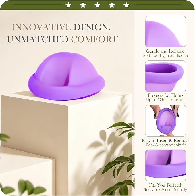 YTYOMUR Reusable Menstrual Disc - Soft Period Disc for Beginner or Menstrual Light Flow, Leak Proof Menstrual Cup Alternative - Pack of 2 (Small Size)