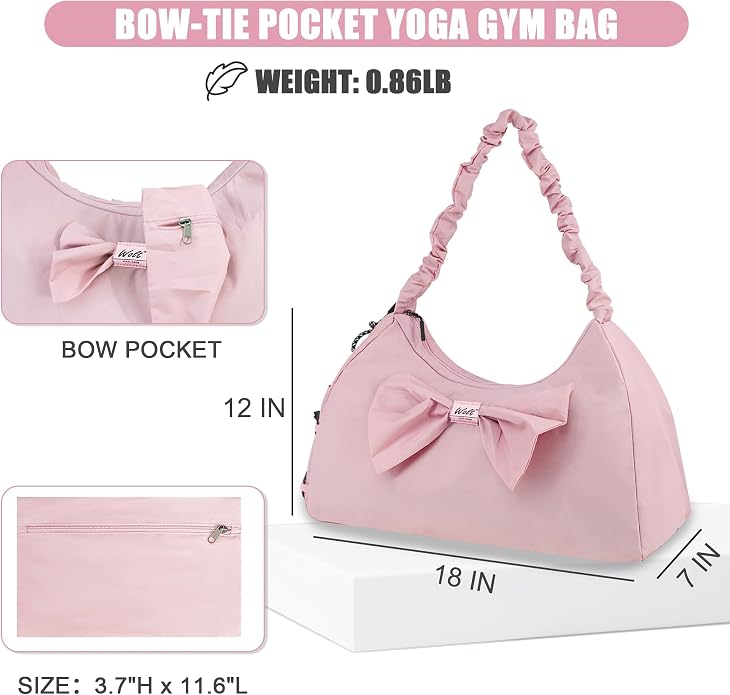 WOLT Gym Bag For Women, Yoga Mat Bag with Shoes Compartment, Wet Pocket and Water Bottle Pocket