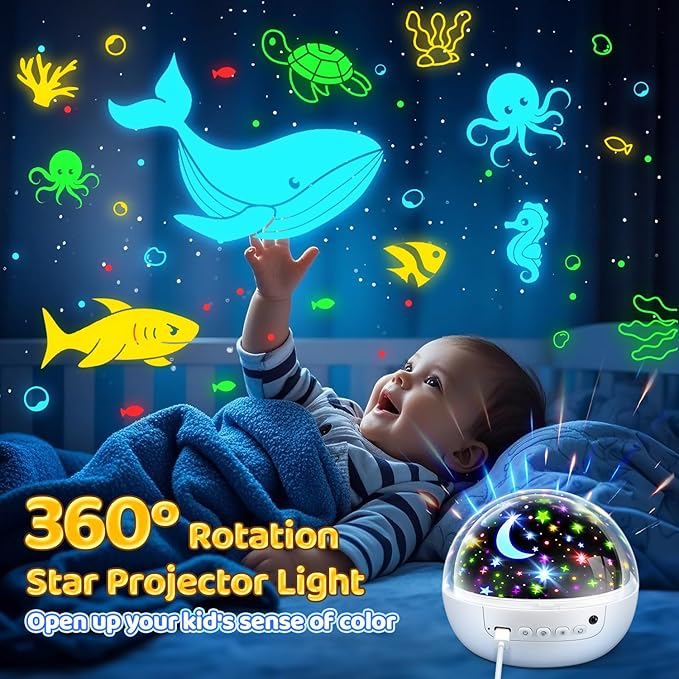 Baby Sensory Toys for Autism | 3HD Films & 31 Colors & 360° Rotate & 3 Brightness Baby Gifts for Boys Toys for 1 Year Old Boys Sensory Light Girl Gifts