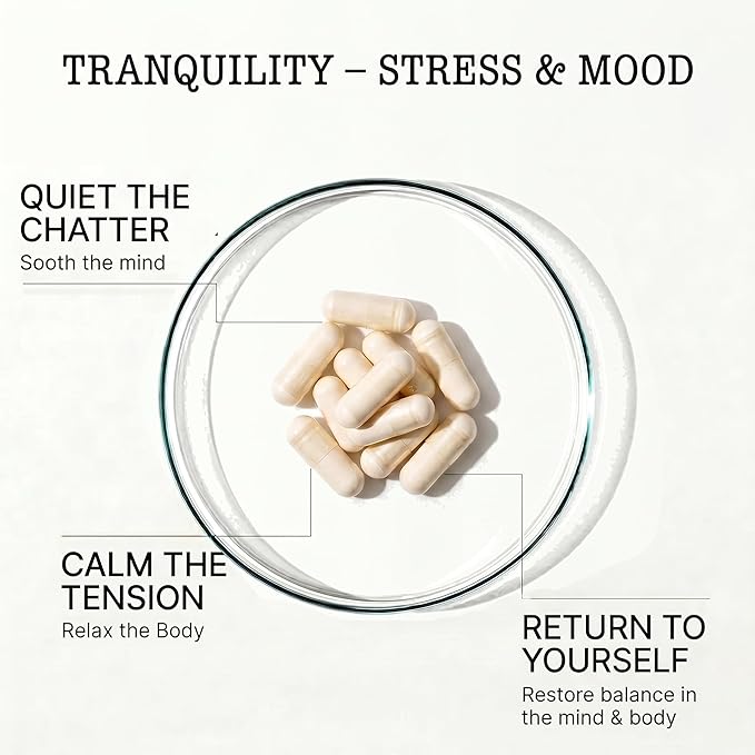 Zenium Stress Relief Supplement Supports Mood & Mental Focus - Feel Calm & Relaxed - Eases Tension & Nervousness - Ashwagandha, Magnesium & L-Theanine - Sarpagandha Inspired - 60 Capsules