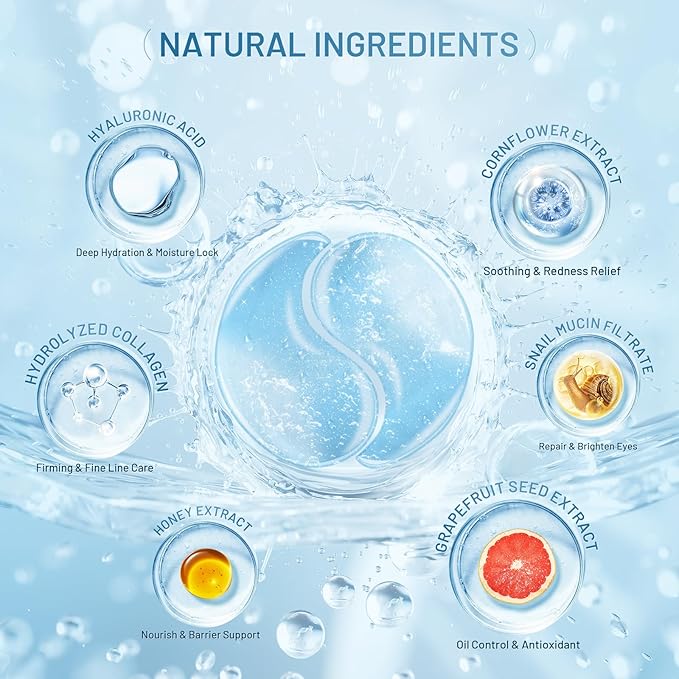 Under Eye Patches Masks - Reduce Puffy Eyes, Dark Circles,Undereye Bags, Wrinkles,Infused Peptide Collagen and Hyaluronic Acid,Vegan Cruelty-Free Self Care 32 Pairs