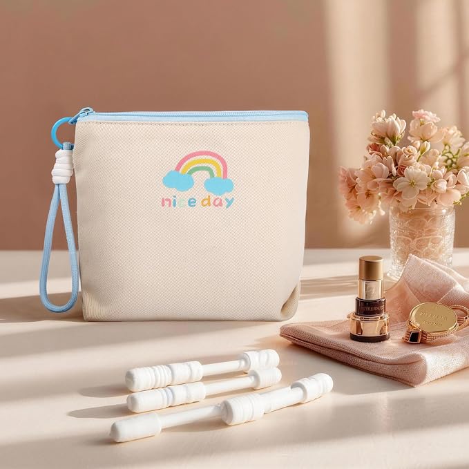 Canvas Period Pouch Soft First Period Kit Bag Small Discreet Menstrual Cup Pad Pouch Cute Sanitary Napkin Storage Bag Tampon Holder Multi-purpose Feminine Bag Geen