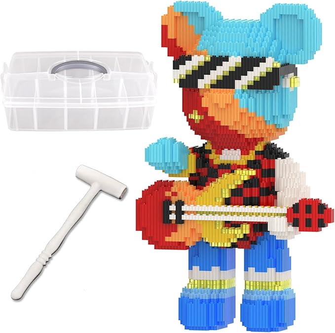 Bear Building Blocks with Organizer Bins (3000PCS), Fluorescent Bricks & Stroage Drawer, Gift for Adults & Kids, Ideal for Home & Office Decor, QR Code User Manual, 8883