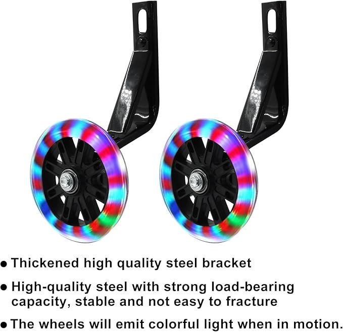 Murtenze 1 Pair of Children's Bicycle Auxiliary Wheel Bicycle Accessories, Flash Silent Training Wheels for 16" Training Wheels Kids Bike Wheel