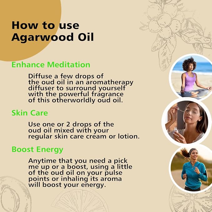 GM Gumili Agarwood Essential Oil 3.38oz/100ml, Pure Qud Oil for Relaxation, Meditation, SPA, Aromatherapy Diffuser