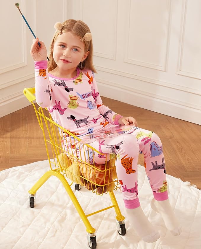 Bamboo Viscose Toddler Girls Kids Pajamas Unicorn Mermaid Pjs Long Sleeve Snug fit 12M-8Y 2pcs Soft Jammies