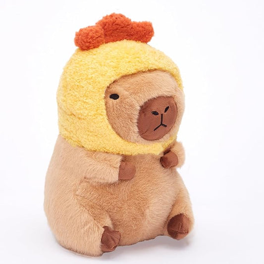 Cute Capybara Plush Pillow with Wearable Pumpkin Hat Plush Toys Children's Gift, Brown (11.8 Inches)