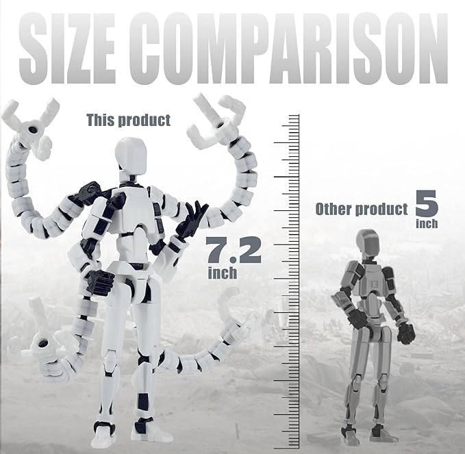 Already Assembled T13 Action Figure Accessories,T13 Multi-Jointed Movable,for Collectors Desktop Decorations t-13 Movability 3D Printed Toys (White, 7.2 Inch)