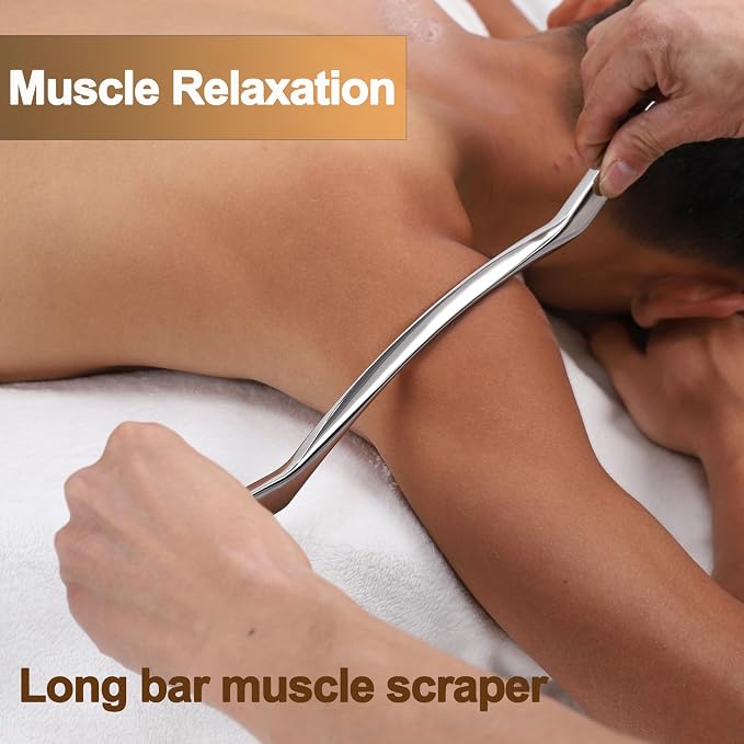 FeelFree Sport 3 in 1 Muscle Scraper Tool-Gua Sha Scraping Tool Physical Therapy Massage Tool-Soft Tissue Mobilization for Back, Legs, Arm (4 PCS (L))