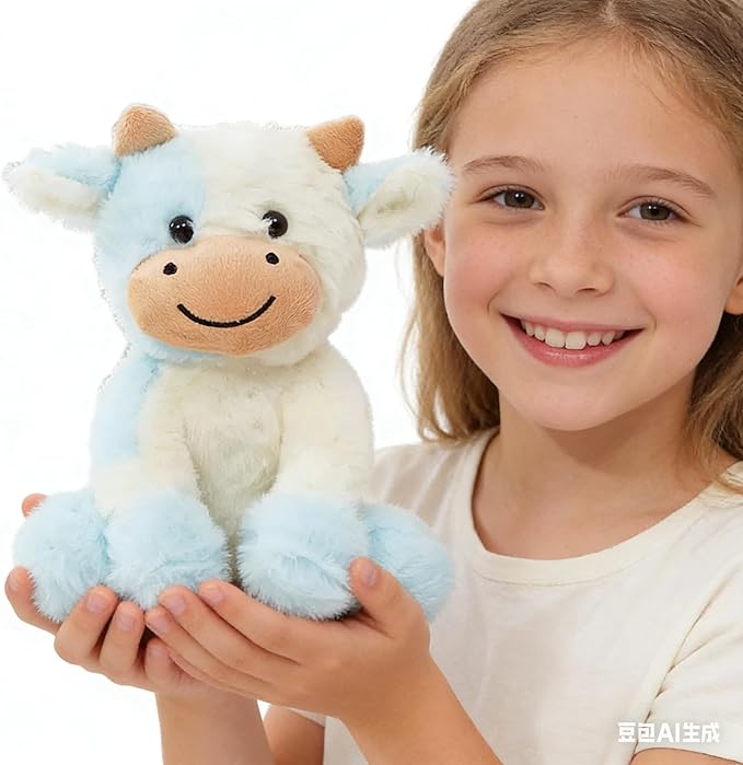 Cow Stuffed Animals Soft Plush Cute Cow Doll for Boys Girls 11.8in(zuo NIU qian lanse 30cm)