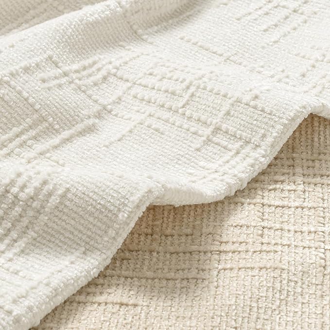 MIULEE Chenille Textured Euro Throw Pillow Covers Cream White 26x26 | Set of 2, Slubby Decorative Pillows, Boho Farmhouse Home Decor, Modern Neutral Cushion Covers for Couch Sofa Bed Living Room