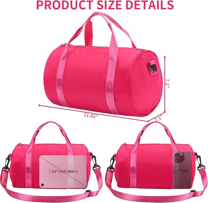 Ballet Dance Bag Mini Gym Bag Lightweight Small Duffle Bag 10L Cute Crossbody Bag for Yoga Swimming Sport (RoseRed)