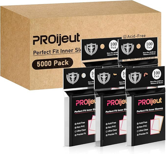 5000 Pack Card Sleeves Clear, Perfect Fit Inner Sleeves Ideal for Double-sleeving, Trading Card Sleeve Compatible with MTG, PKM, TCG and Gaming Cards (60 Microns)