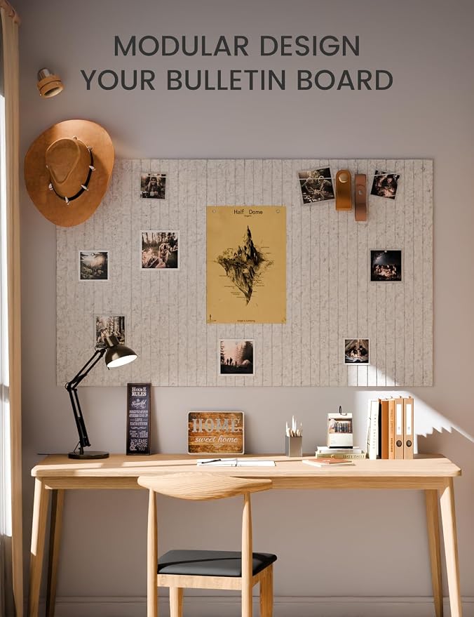 Fluxynara 36" x 24" Large Felt Bulletin Board, Light Gray | 6 Pack Cork Board Alternative with 30 Safe Adhesive Tabs, Felt Pin Boards for Wall Decor, Home, Office, Classroom, Dorm