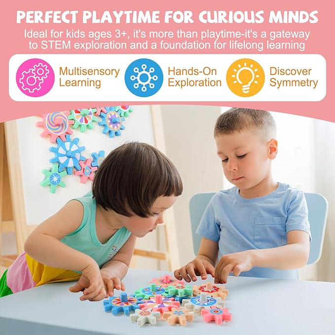 36 Pcs Magnetic Gears Interchangeable Learn Magnetic Spinning Gears for Magnetism Refrigerator or Whiteboard (Morandi)