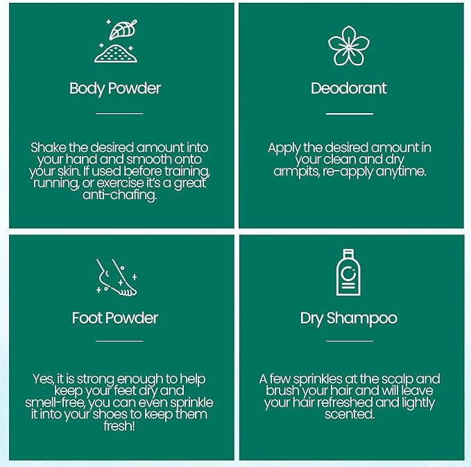 BeNat Talc Free All Natural Body Powder for Men, Women, Kids and Babies Ultimate Comfort Moisture Absorbing Natural Body Deodorant Powder with 24 Hour Odor Protection 4.2 oz.