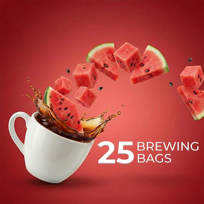 Life Plus Style Gourmet La Granja Watermelon Green Tea Hot or Iced 25 Individually Wrapped Herbal Green Tea Infusion Caffeinated Watermelon Tea Fruity Refreshing Beverage