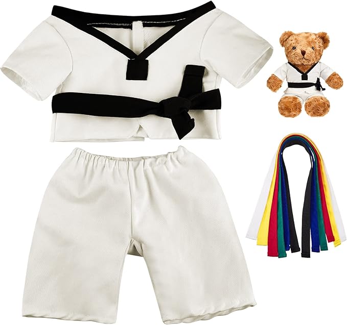 Civaner Taekwondo Uniform Outfit Bear Clothes with Belts, Bear Not Included, Fit 12-16 in, Clothes for Taekwondo Uniform Stuffed Animal Clothing for Birthday Gift Party