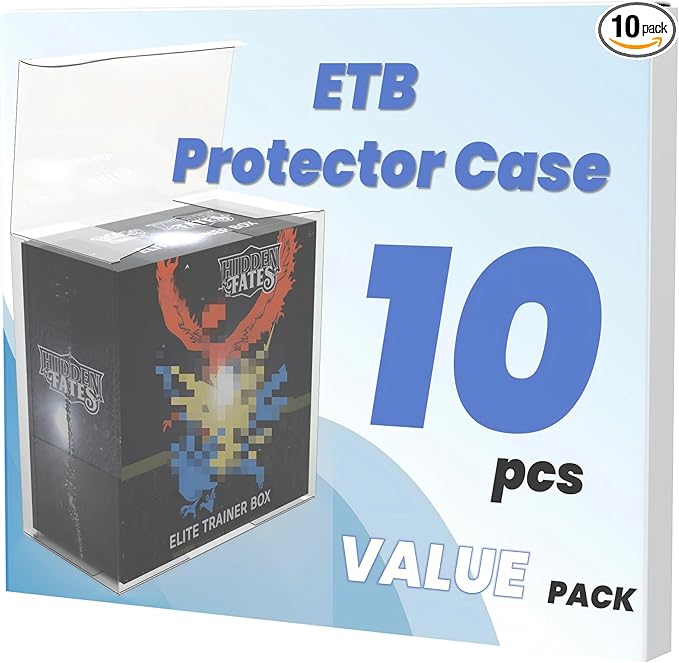 PET Elite Trainer Box Case Protectors for Elite Trainer Boxes ETB (10 Pack) - 0.50mm Thick Clear PKMN Display Box - ETB Protector - PKMN Display Case (Pack of 10)